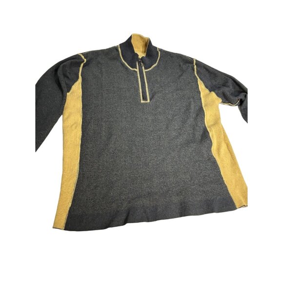 Tommy Bahama Half-Zip Reversible Sweater Men's XL Grey Gold VTG Grandpa - Picture 2 of 9